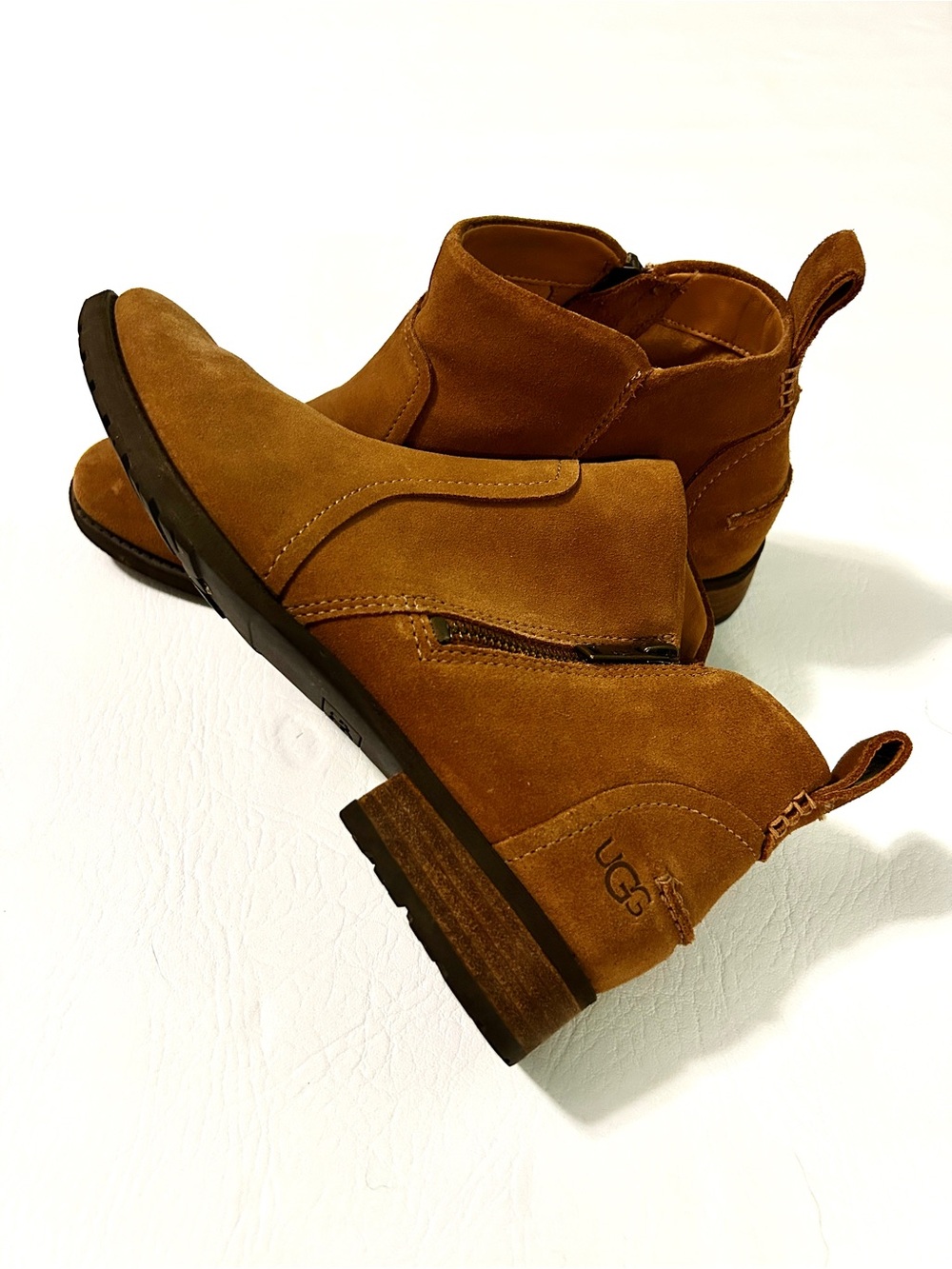 UGG Women's Chestnut Suede Ankle Booties with Side Zip